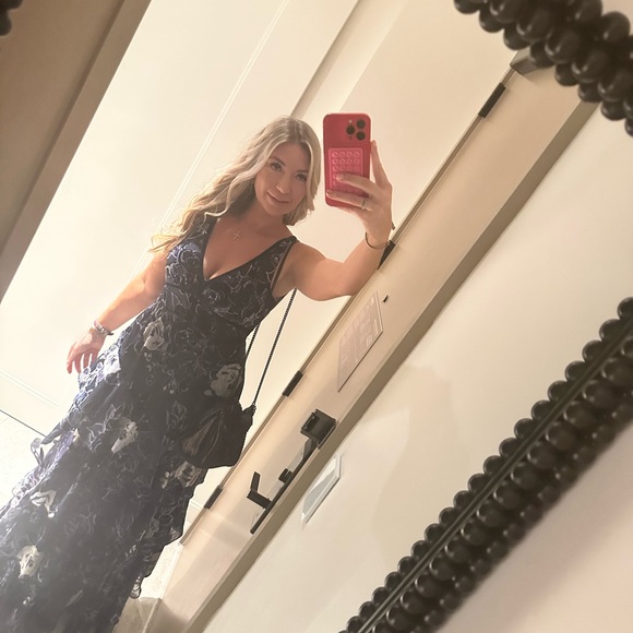 Stunning Navy and Silver Marchesa Gown - Prom Dress - Picture 6 of 7